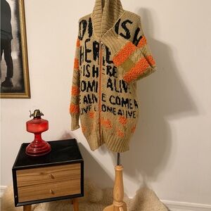 Kimchi Blue Beige and Orange Knit Cardigan